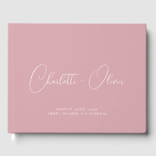 Minimalist Personalised Typography Pink Wedding Guest Book