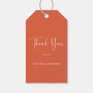 Minimalist Personalised Vibrant Orange Thank You Gift Tags