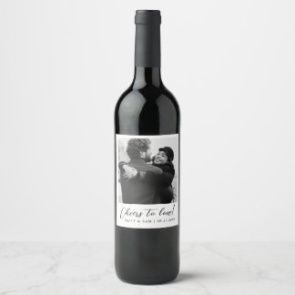 Minimalist Personalised Wedding Photo Favour  Wine Label