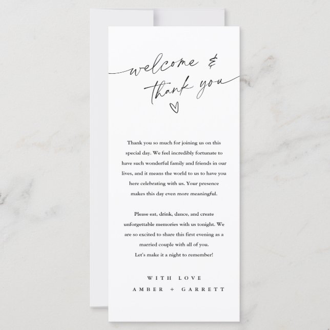 Minimalist Personalised Welcome & Thank You Card (Front)