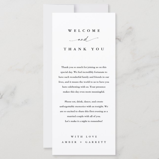 Minimalist Personalised Welcome & Thank You Card (Front)