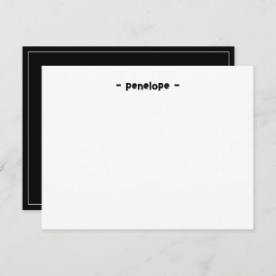 Minimalist Personalized Black and White Stationery Card