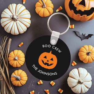 Minimalist Personalized Boo Crew Halloween Key Ring