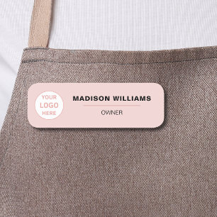 Minimalist Personalized Logo Blush Pink Name Tag