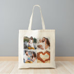 Minimalist Personalized Photo Tote Bag<br><div class="desc">Show off your favorite memories everywhere you go with this Custom Five Photo Personalized Double Sided Tote Bag. Upload five photos to create a clean, modern collage layout printed on both sides of the bag — perfect for family moments, vacations, pets, or milestones. Made from durable fabric with sturdy handles,...</div>