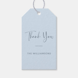 Minimalist Personalized Soft Blue Family Thank You Gift Tags