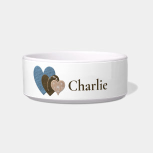 Minimalist Pet Bowl with Three Hearts