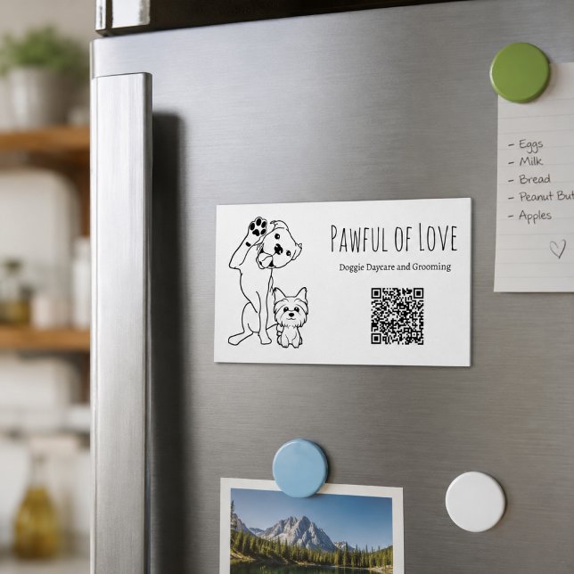 Minimalist Pet Services QR Code Magnetic Business Card (Creator Uploaded)