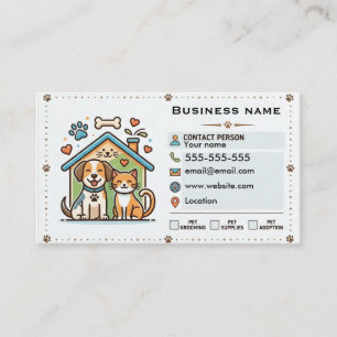 Minimalist Pet Shop & Grooming Customisable Business Card