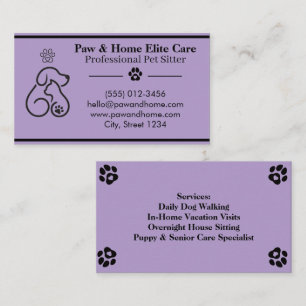 Minimalist Pet Sitter Business Card Professional