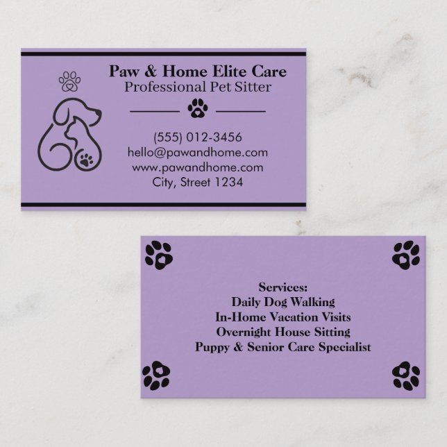 Minimalist Pet Sitter Business Card | Professional (Front/Back)