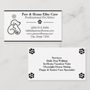 Minimalist Pet Sitter Business Card Professional