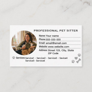 Minimalist Pet Sitter Customisable Photo Business Card