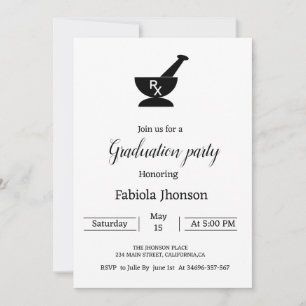 Minimalist Pharmacie university graduation party Announcement