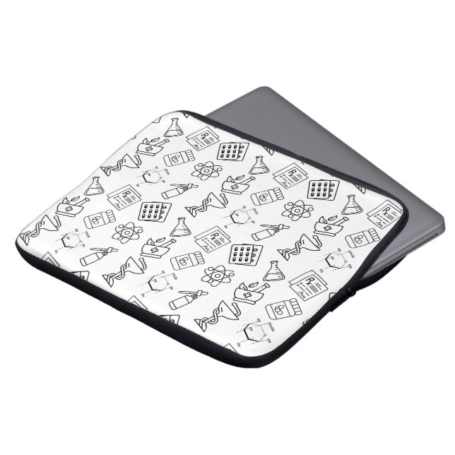 Minimalist Pharmacy Icon Pattern Laptop Sleeve (Front Top)