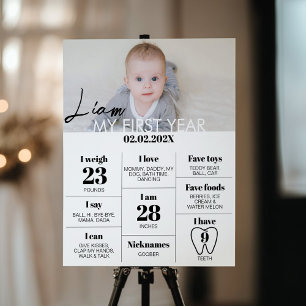 Minimalist Photo 1st Birthday Milestone Sign
