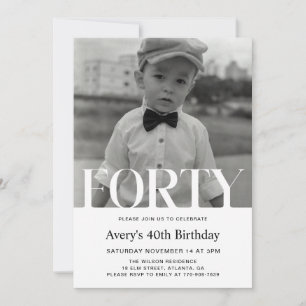 Minimalist Photo 40th Birthday Invitation For Men