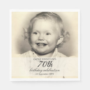 Minimalist Photo 70th Birthday Napkin