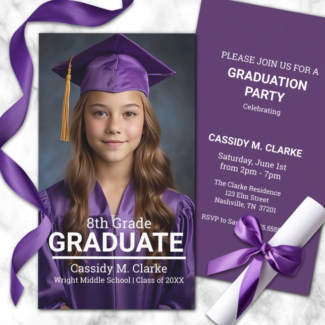 Minimalist Photo 8th Grade Grad Enclosure Card (Creator Uploaded)