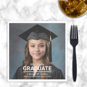 Minimalist Photo 8th Grade Graduation Napkin