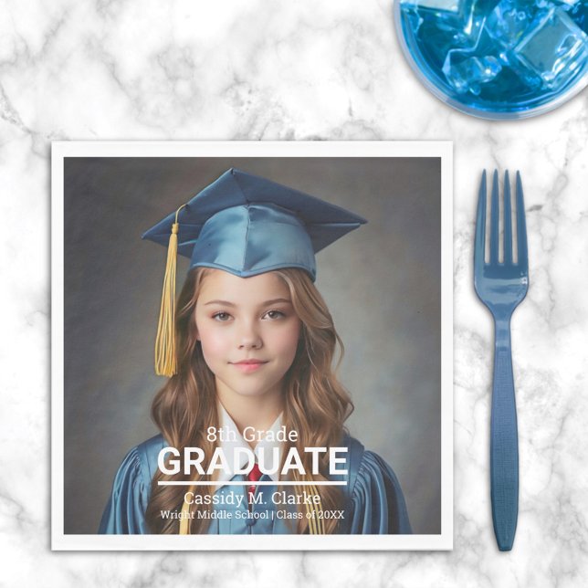 Minimalist Photo 8th Grade Graduation Napkin (Creator Uploaded)