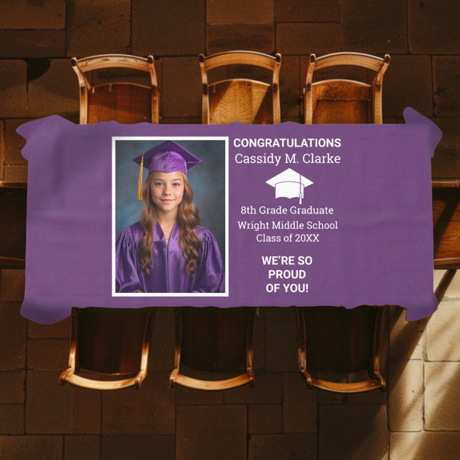 Minimalist Photo 8th Grade Graduation Tablecloth (Creator Uploaded)