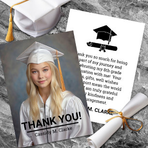 Minimalist Photo 8th Grade Graduation Thank You