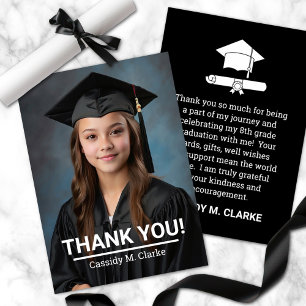 Minimalist Photo 8th Grade Graduation Thank You Card