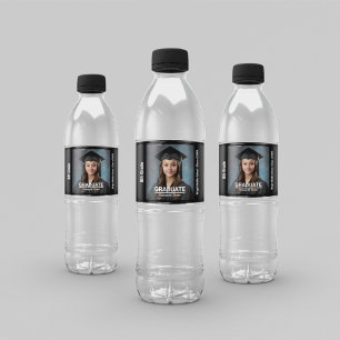 Minimalist Photo 8th Grade Graduation Water Bottle Label
