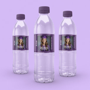 Minimalist Photo 8th Grade Graduation Water Bottle Label