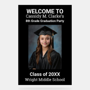 Minimalist Photo 8th Grade Graduation Welcome Sign