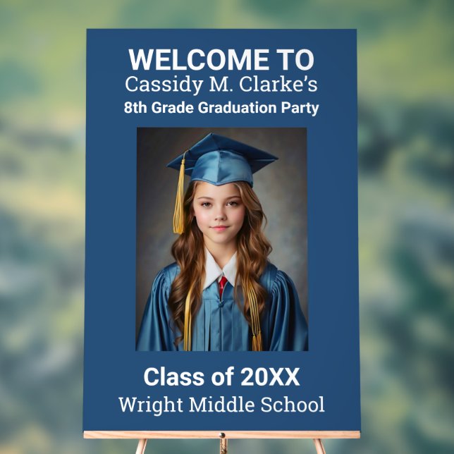Minimalist Photo 8th Grade Graduation Welcome Sign (Neutral)