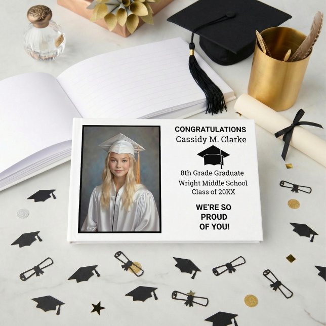 Minimalist Photo 8th Grade Graduation Yard Sign Guest Book (Creator Uploaded)