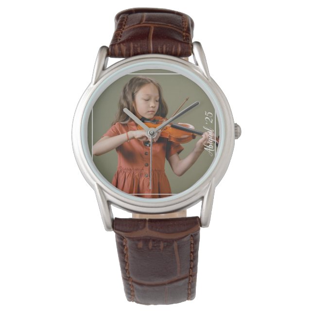 Minimalist Photo and White Text Watch (Front)