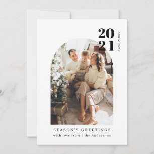 Minimalist Photo Arch Family Christmas Party Invit Holiday Card