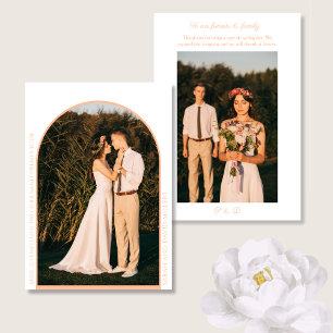 Minimalist Photo Arch Peach Wedding Thank You Card