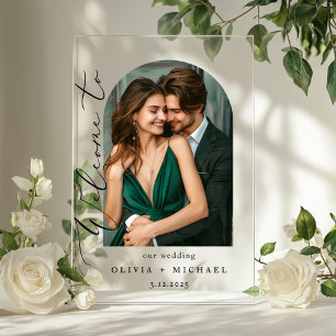 Minimalist Photo arch Wedding Welcome Acrylic Sign