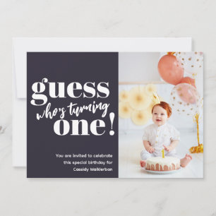 Minimalist Photo Baby 1st Birthday Invitation