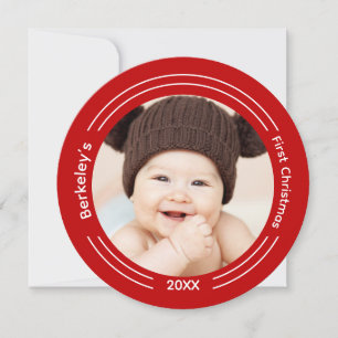 Minimalist Photo Baby First Christmas Card