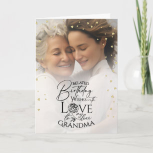 Minimalist Photo Belated Birthday Keepsake Grandma Card