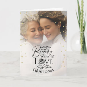 Minimalist Photo Belated Birthday Keepsake Grandma Card