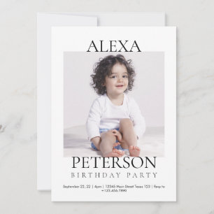 Minimalist photo birthday invitation