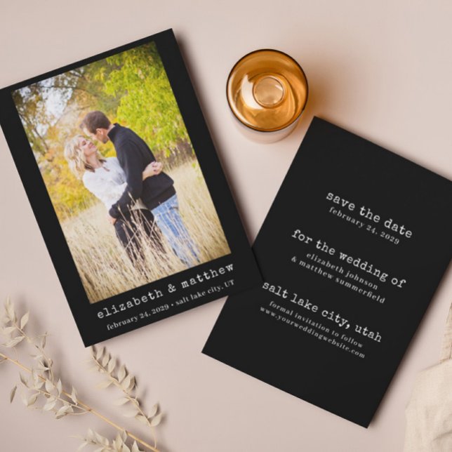 Minimalist Photo Black & White Save the Date Card (Creator Uploaded)