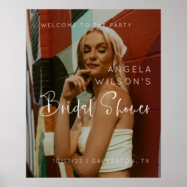 Minimalist Photo Bridal Shower Welcome Sign (Front)