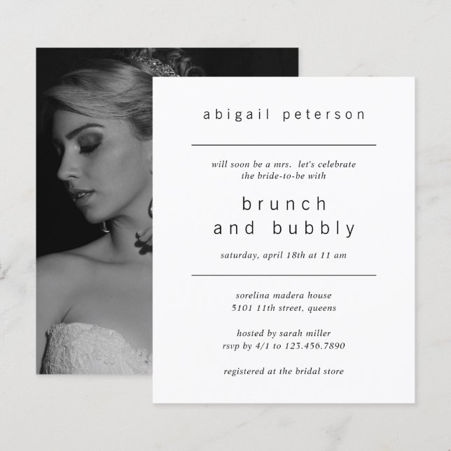 Minimalist Photo Budget Bridal Brunch Invitation (Front/Back)