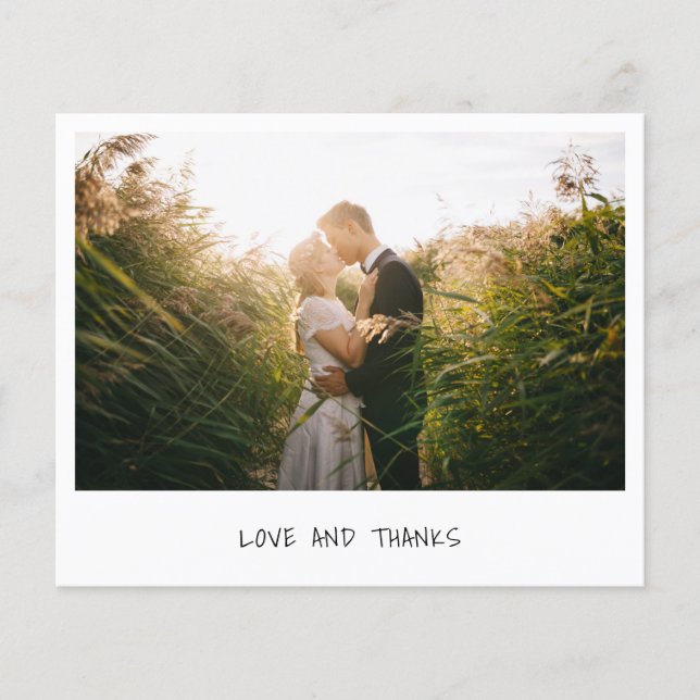 Minimalist Photo Budget Wedding Thank You Card (Front)