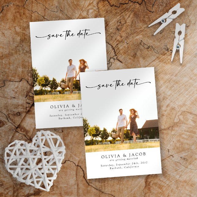 Minimalist Photo Calligraphy Wedding Save The Date (Creator Uploaded)