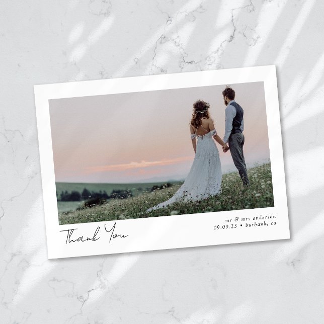 Minimalist Photo Calligraphy Wedding  Thank You Card (Creator Uploaded)