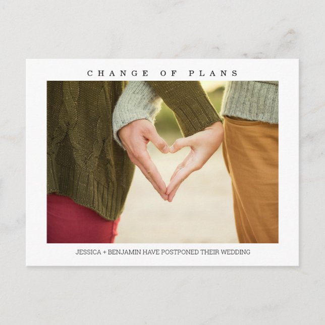 Minimalist Photo Change of Plans Postcard (Front)