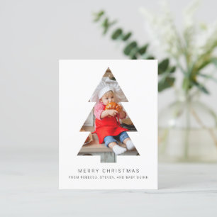 Minimalist Photo Christmas Postcard with Tree Crop